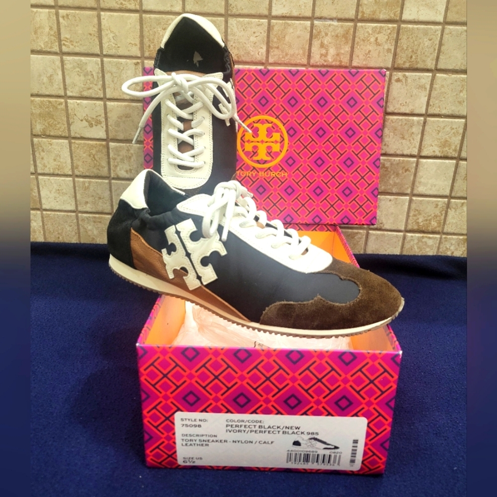 Tory Burch nylon/calf leather sneakers